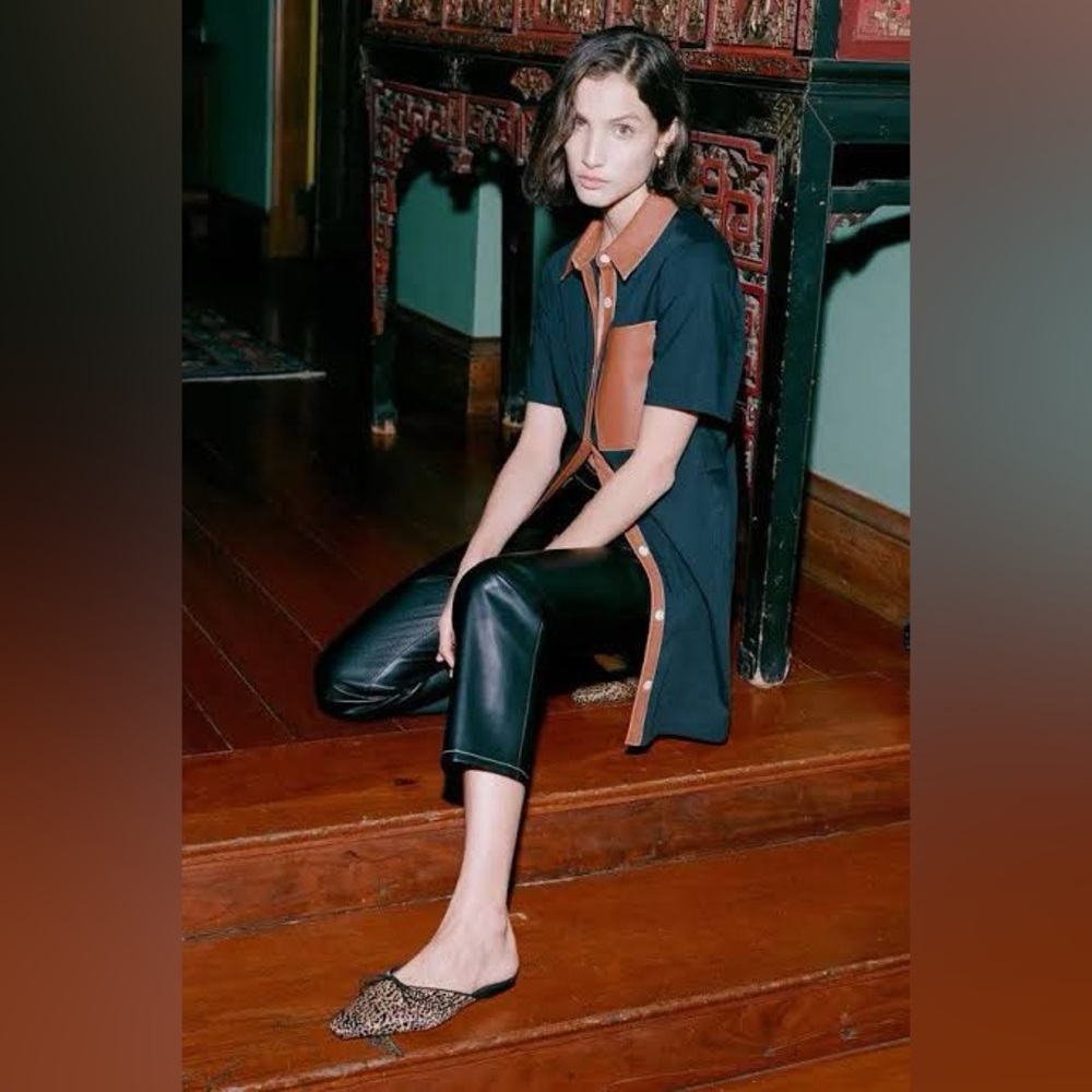 Staud Gina cheetah printed mule flats